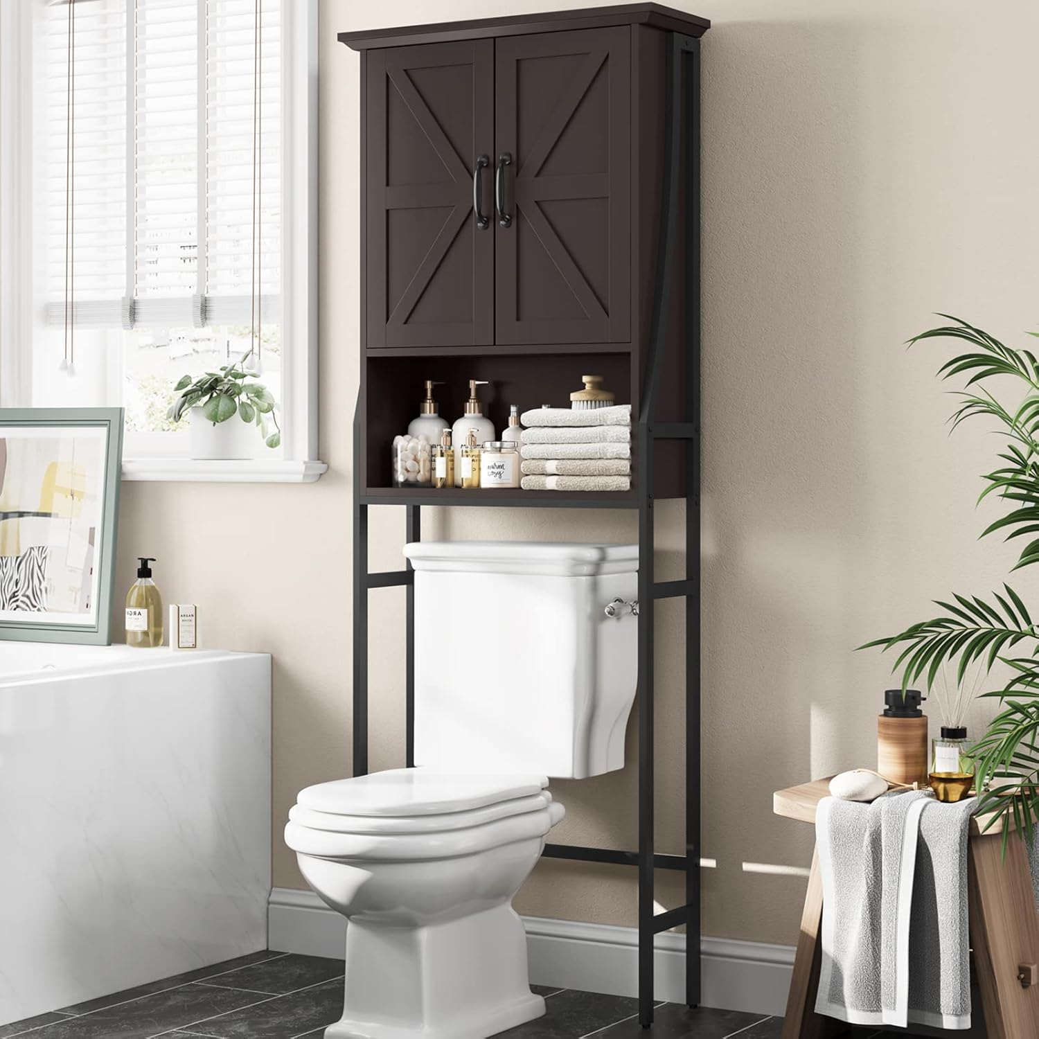 Amazon.com: Mxarltr Over The Toilet Cabinet For Bathroom Storage, Over ... intended for Beyond Storage How the Atlas Over the Toilet Cabinet Enhances Bathroom Aesthetics