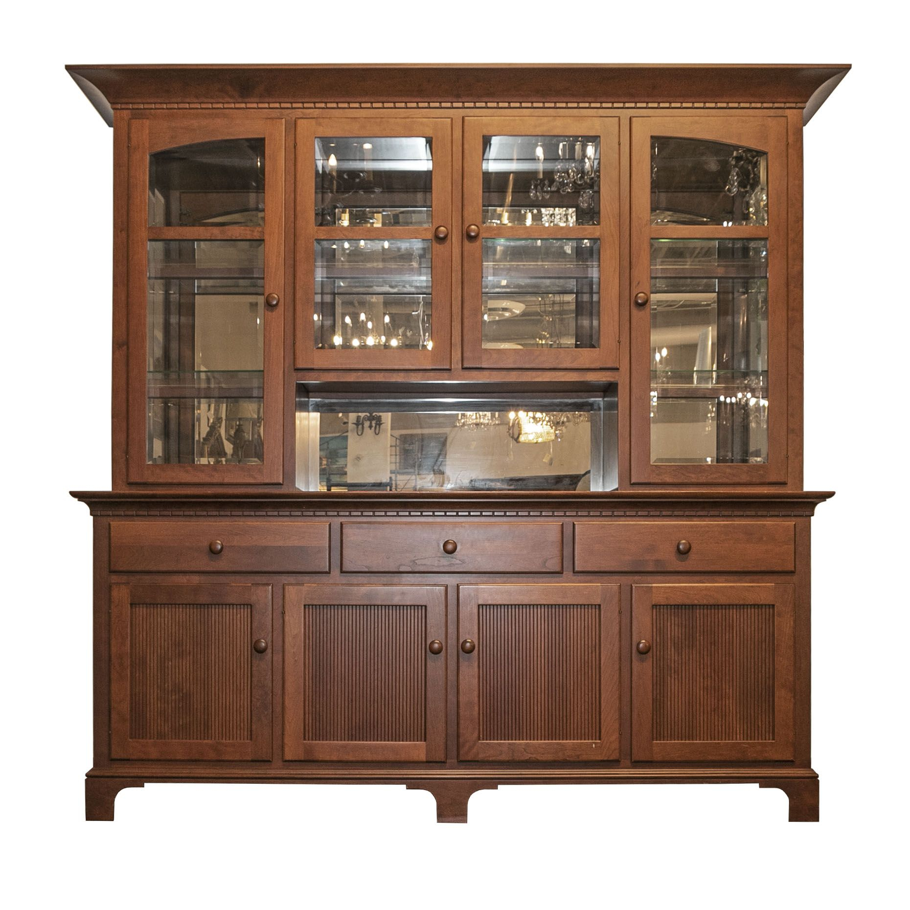 Amish Made Shaker Style Cherry China Cabinet with regard to