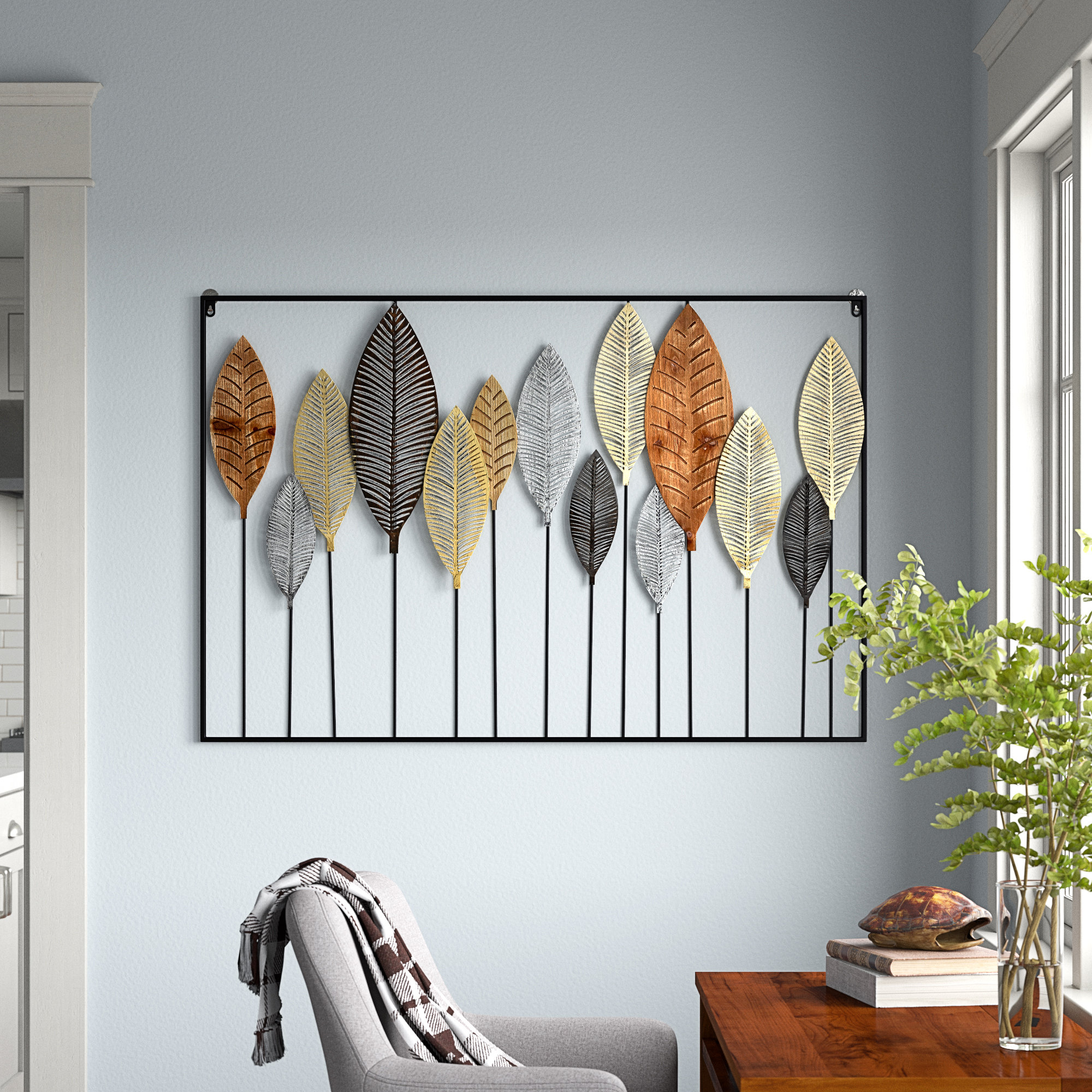 Andover Millsâ„¢ Metal Tall Cut-Out Leaf Home Wall Decor With Intricate ... with How "Deer 2" Iron Wall Art Enhances Interior Design
