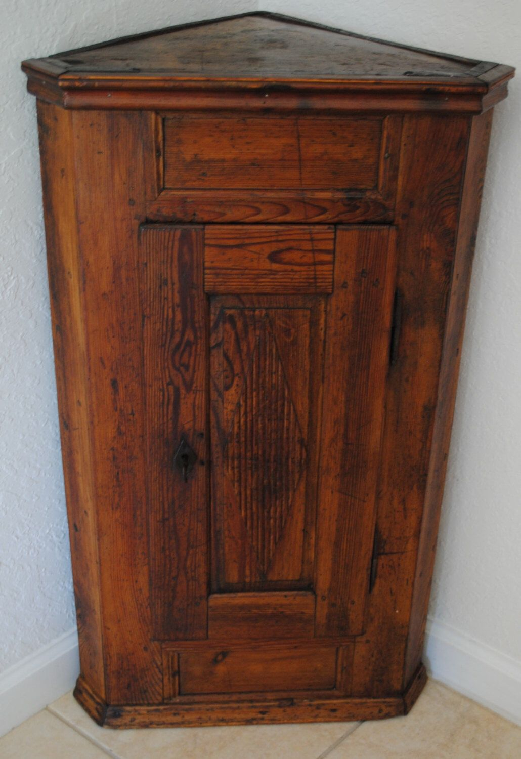 Antique Austrian Corner Cabinet Cupboard Solid Oak Wood Triangle Shape ... with regard to