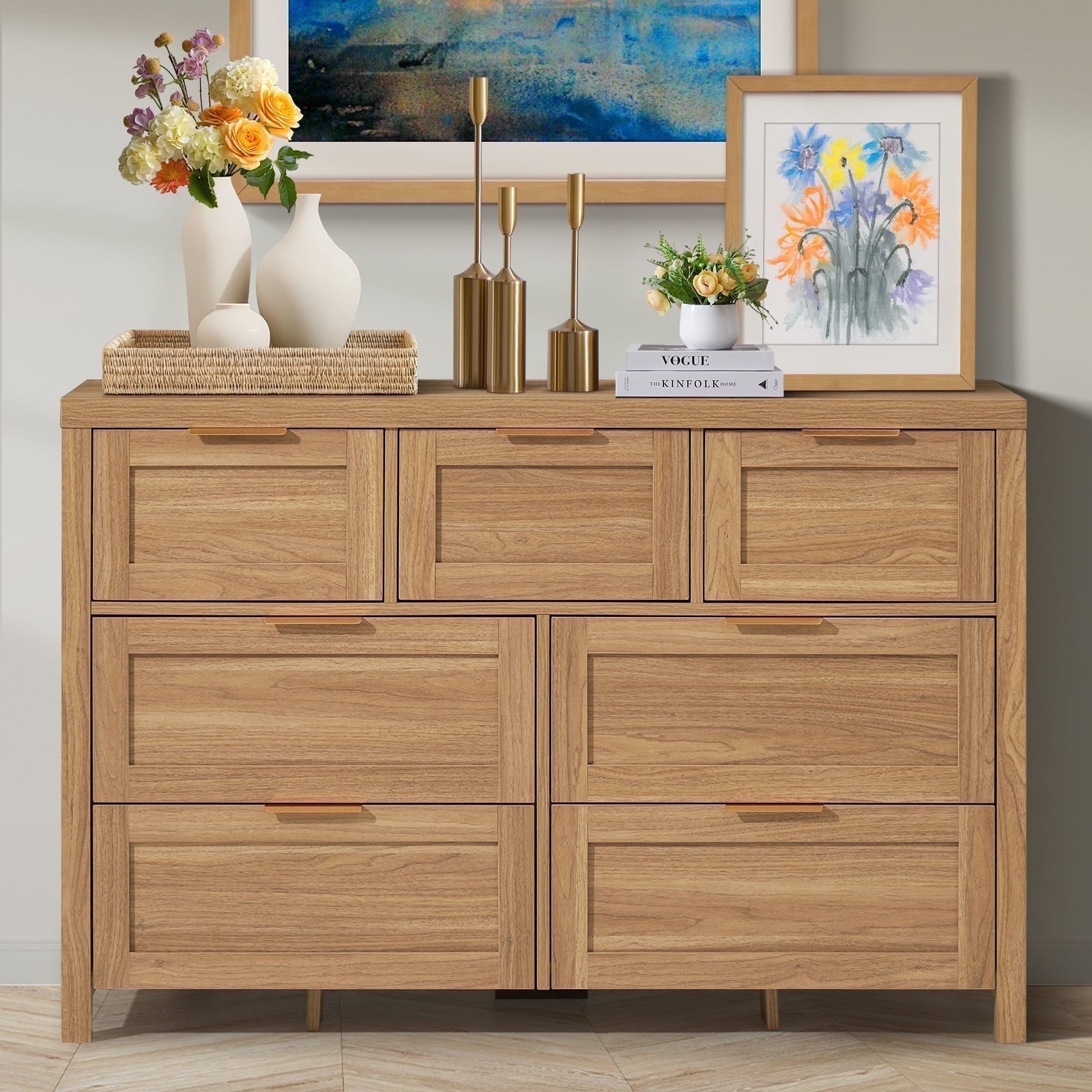 Arkantos Wooden 7 Drawer Double Dressers, Wide Chests Of Drawers For ... throughout Navigating the Different Styles of Oak Double Dressers