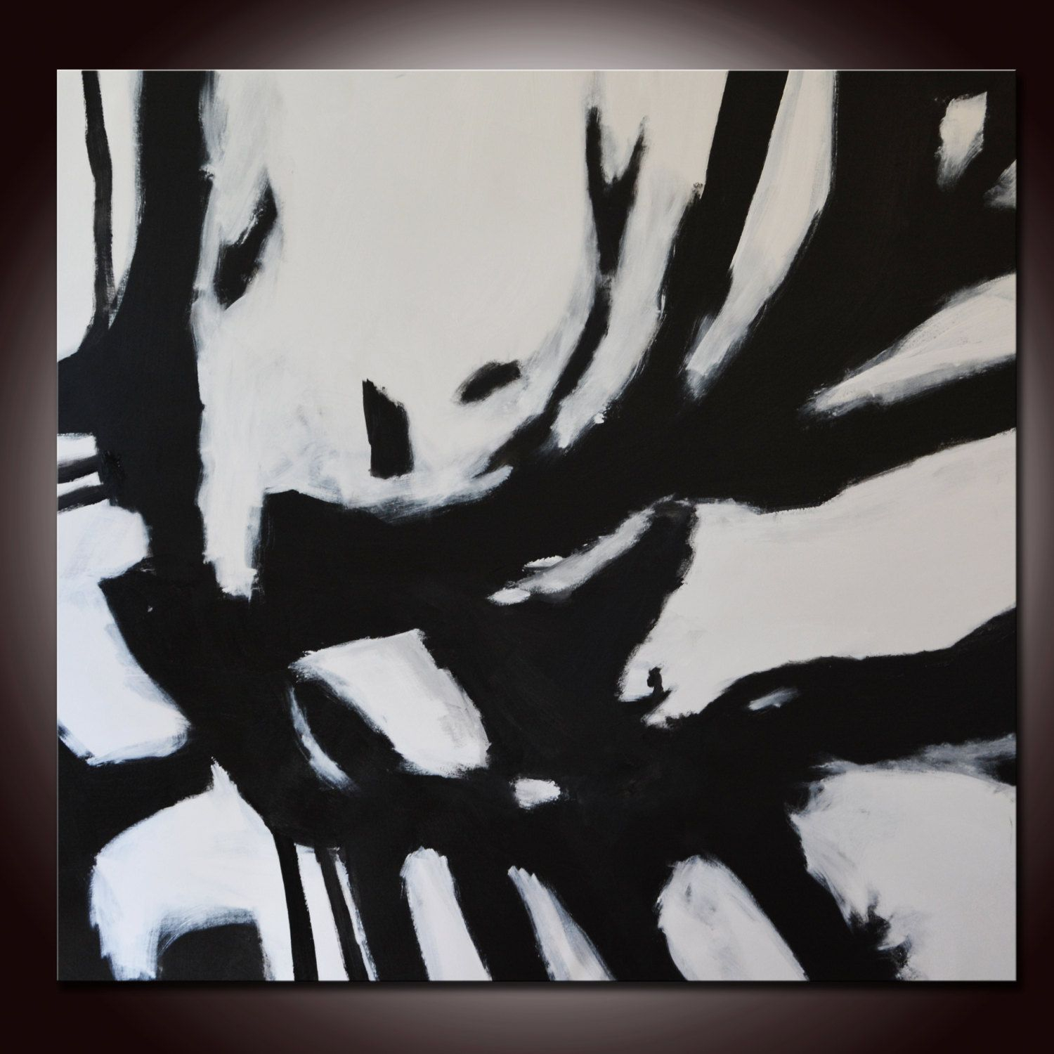 Art Painting Abstract Painting 48"Large Mixed Media Black&White ... for How Flutter Black and White Mixed-Media Art Enhances Your Space