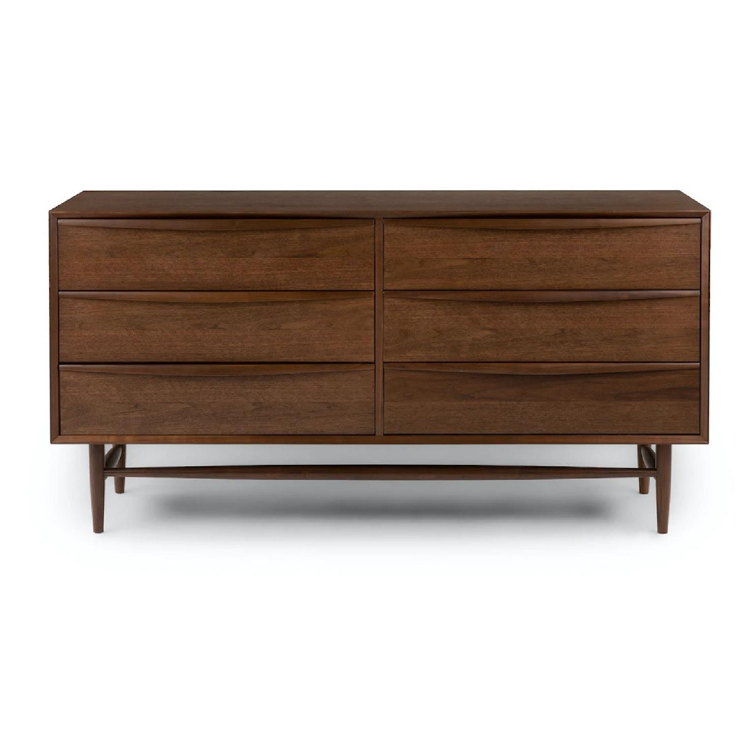 Article Walnut 6 Drawer Double Dresser - Aptdeco in A Deep Dive into the Walnut Veneer of the Dann Foley Six Drawer Dresser