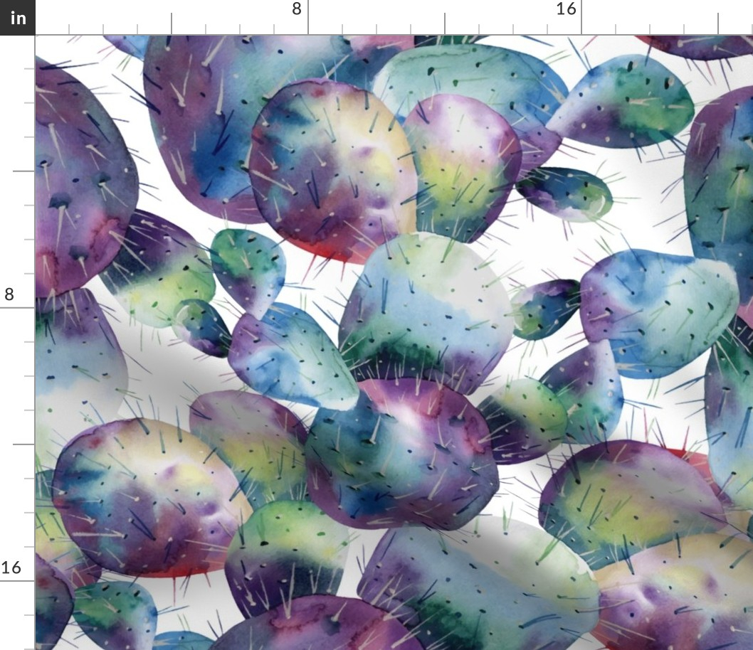 Artistic Watercolor Hand Painted Cacti Fabric | Spoonflower pertaining to Discovering the Unique Charm of Hand-Painted Cacti Metal Wall Art