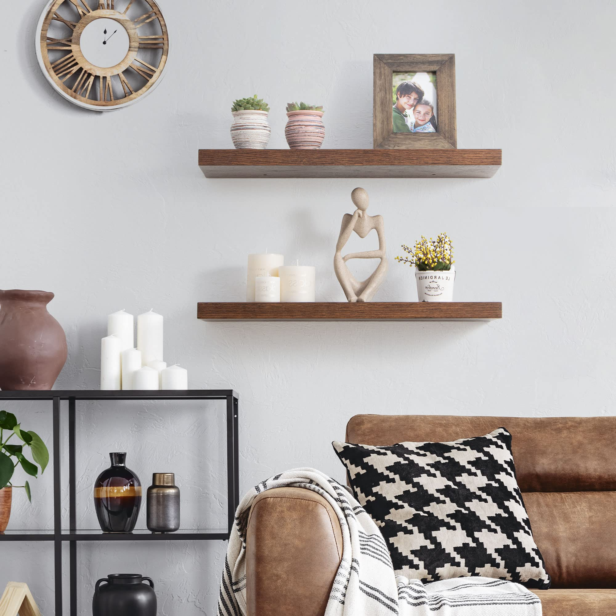 Auction Detail within Transform Your Space with a 24" Black and Rustic Oak Wall Shelf