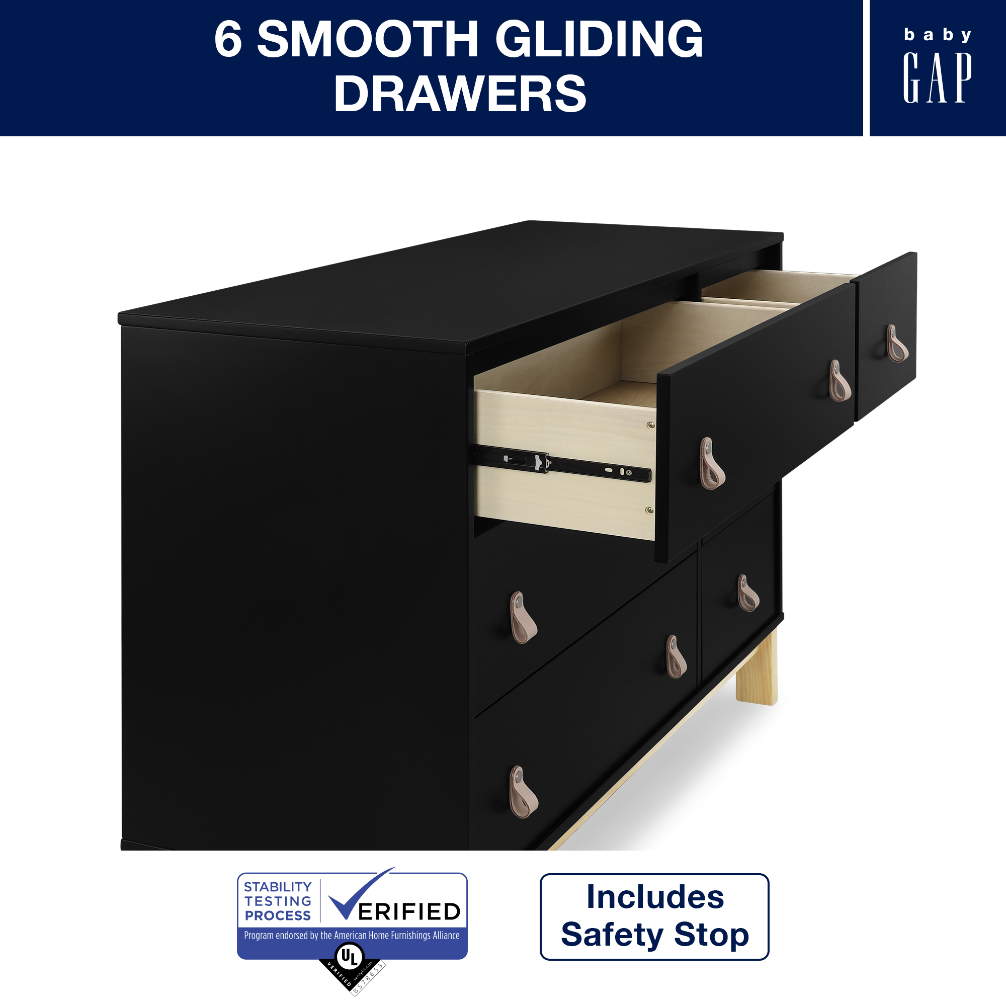 Babygap Legacy 6 Drawer Dresser With Leather Pulls - Delta Children pertaining to Transforming Your Space with the London Place 6-Drawer Chest