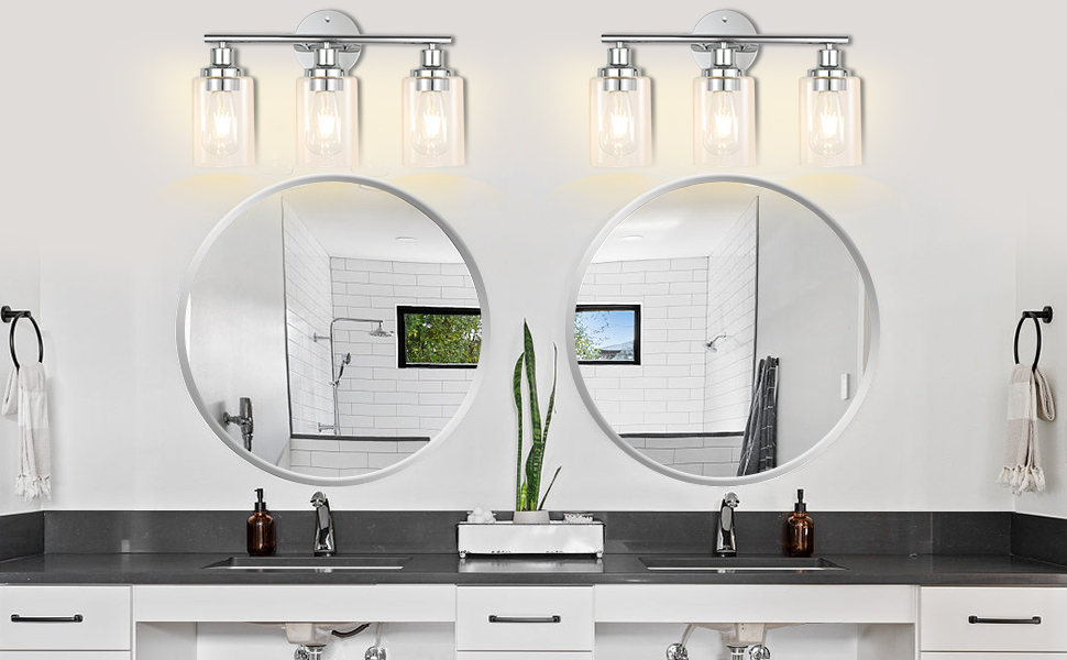 Bathroom Light Fixtures Chrome Vanity Light, Silver 3 Light Modern Wall ... inside