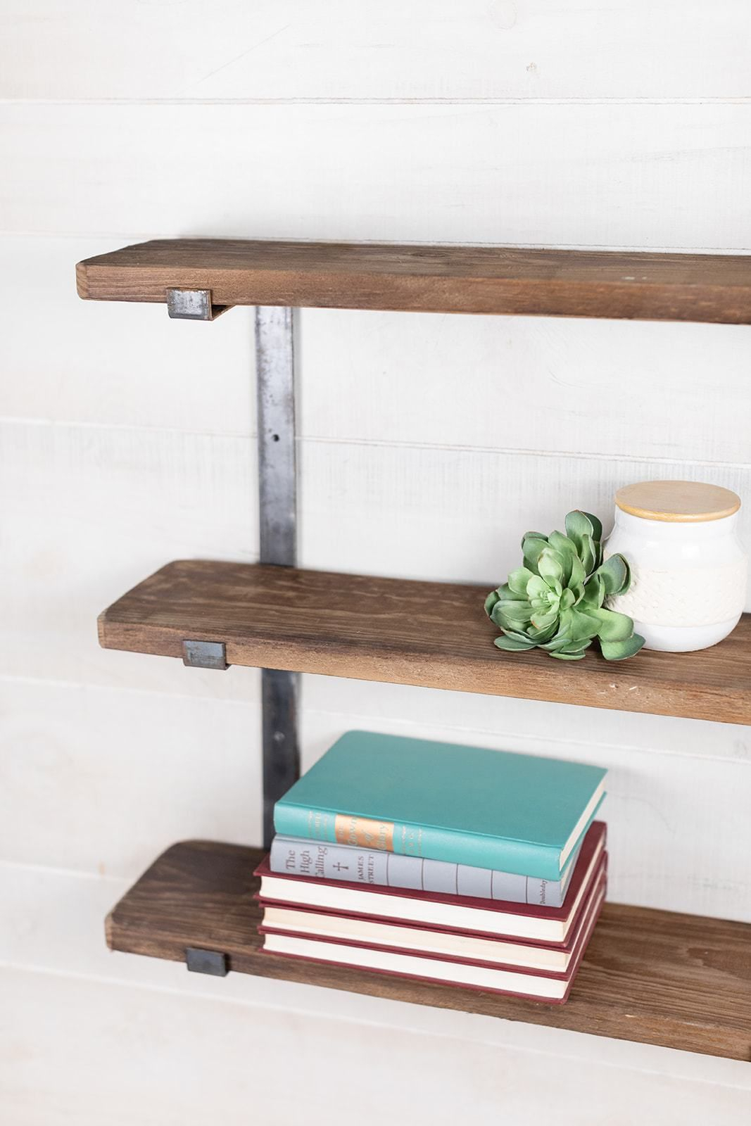 Beautiful, Hand Made Wall Shelf. Steel Brackets And Wood Board ... for
