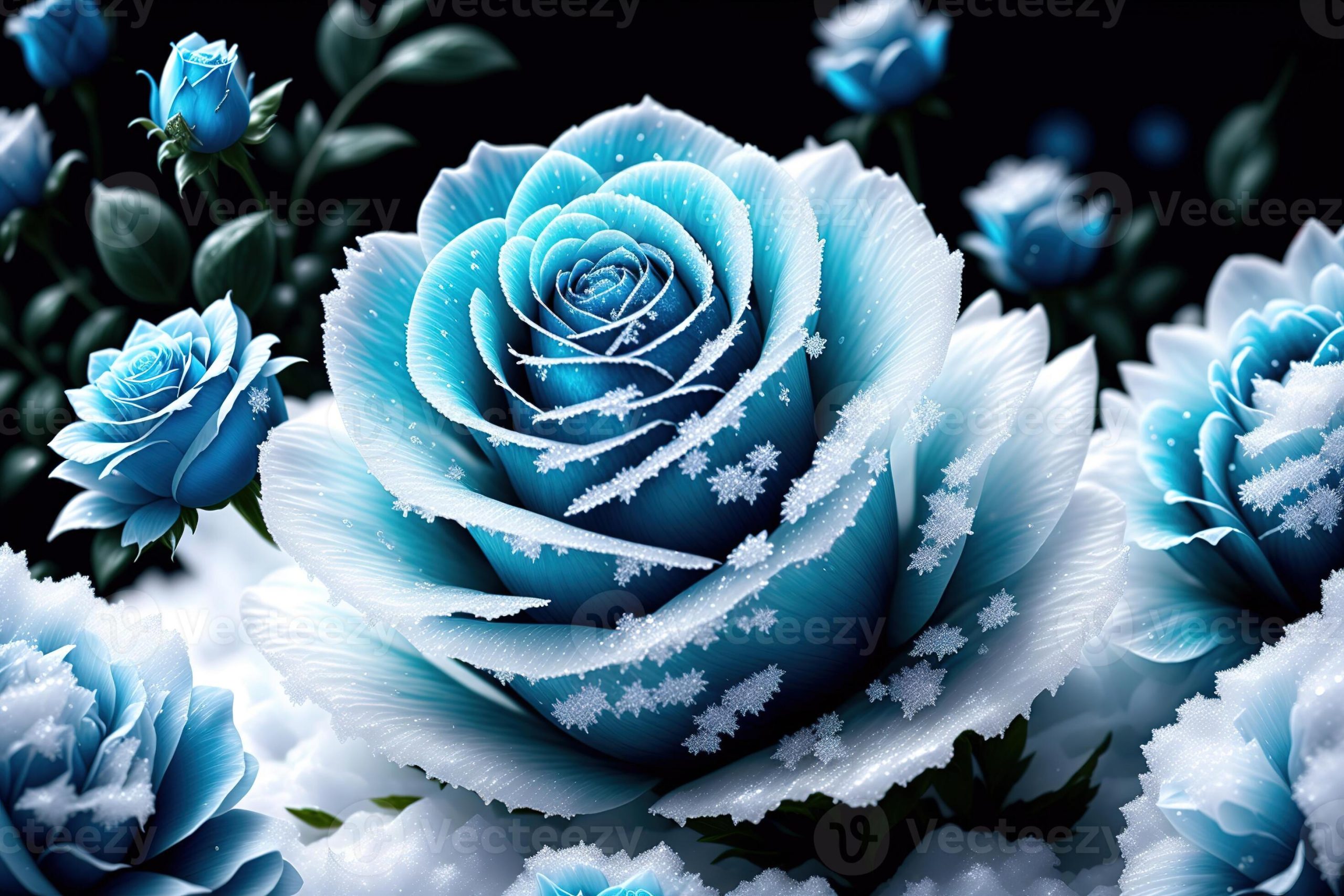Blue Winter Rose for The Artistry Behind the Ice Blue Roseto HEMIR62859 Mirror