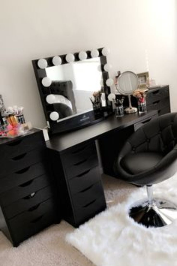 "Bold Beauty Station: Elevate Your Routine With A Black Vanity Table ... inside