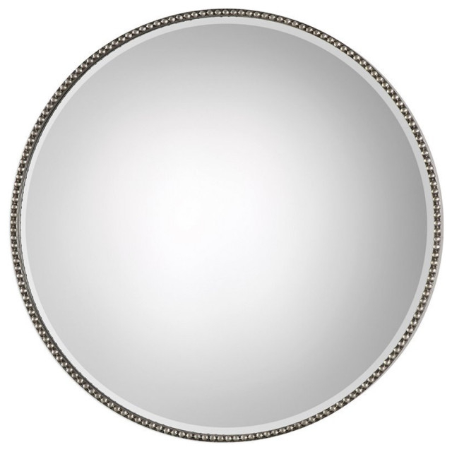 Bowery Hill Contemporary Decorative Mirror In Antique Silver ... with regard to Styling Your Home with a Bowery Hill Oval Wall Mirror
