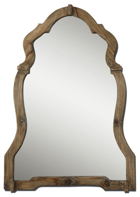Bowery Hill Contemporary Mirror In Light Walnut Stained Wood - French ... inside