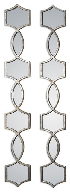 Bowery Hill Modern Metal Mirrors In Oxidized Silver (Set Of 2 ... throughout