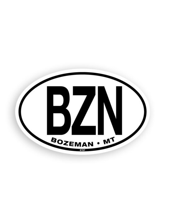 Bozeman Mt Large Oval Sticker - Barefoot Campus Outfitter regarding