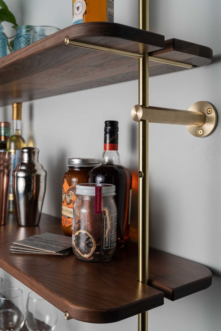 Brass And Walnut Shelves - Fully Customizable (Up To 6’ High X 40” Wide ... within
