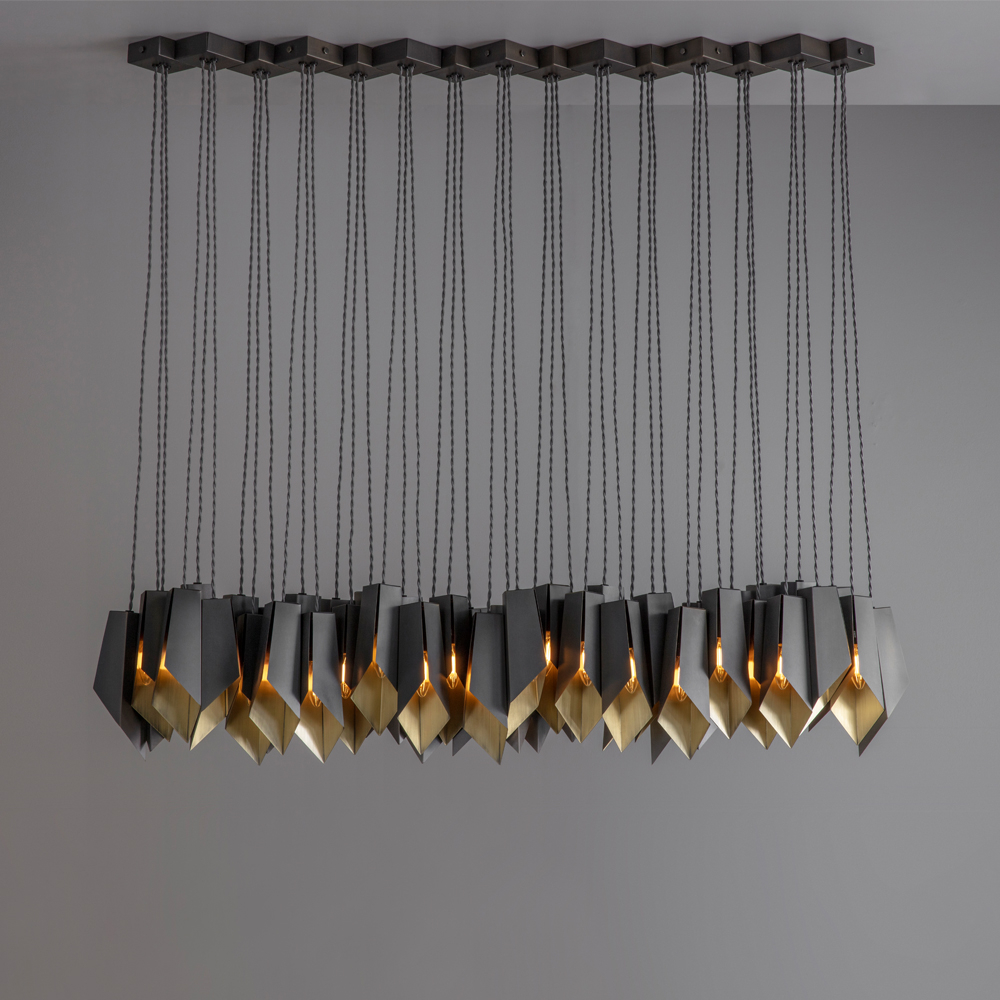 Bronze Fold Linear Chandelier - Tigermoth Lighting in Understanding the Devone Linear Chandelier Bronze and Brass
