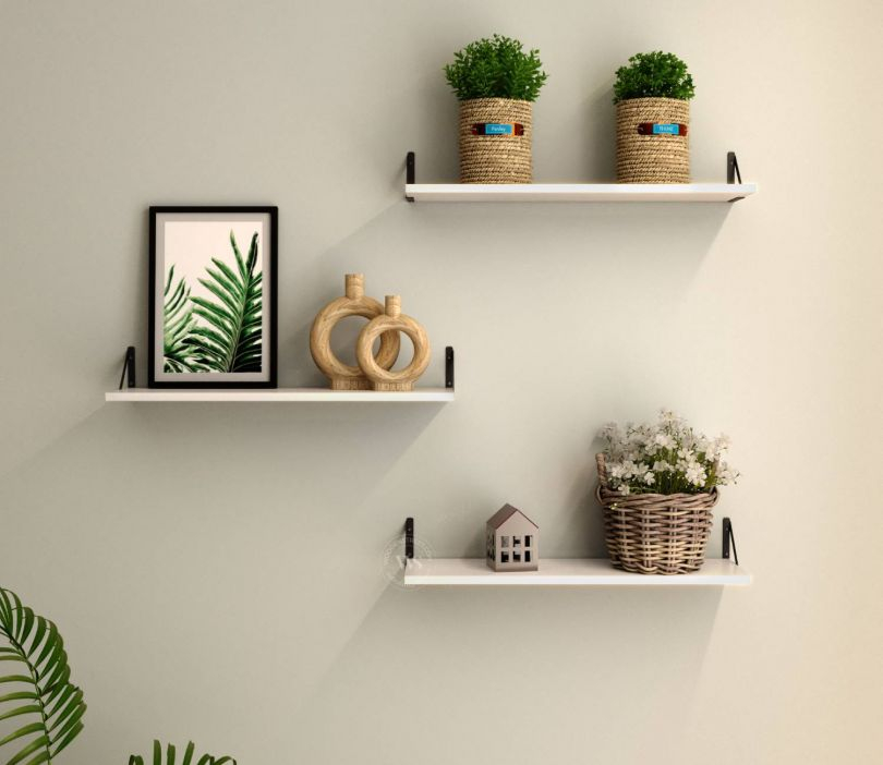 Buy Aloft Wall Shelf With Bracket, Modern Wood &Amp; Metal Wall Mounted ... with regard to Achieving a Modern Look with White Oak and Black Metal Wall-Mounted Shelves
