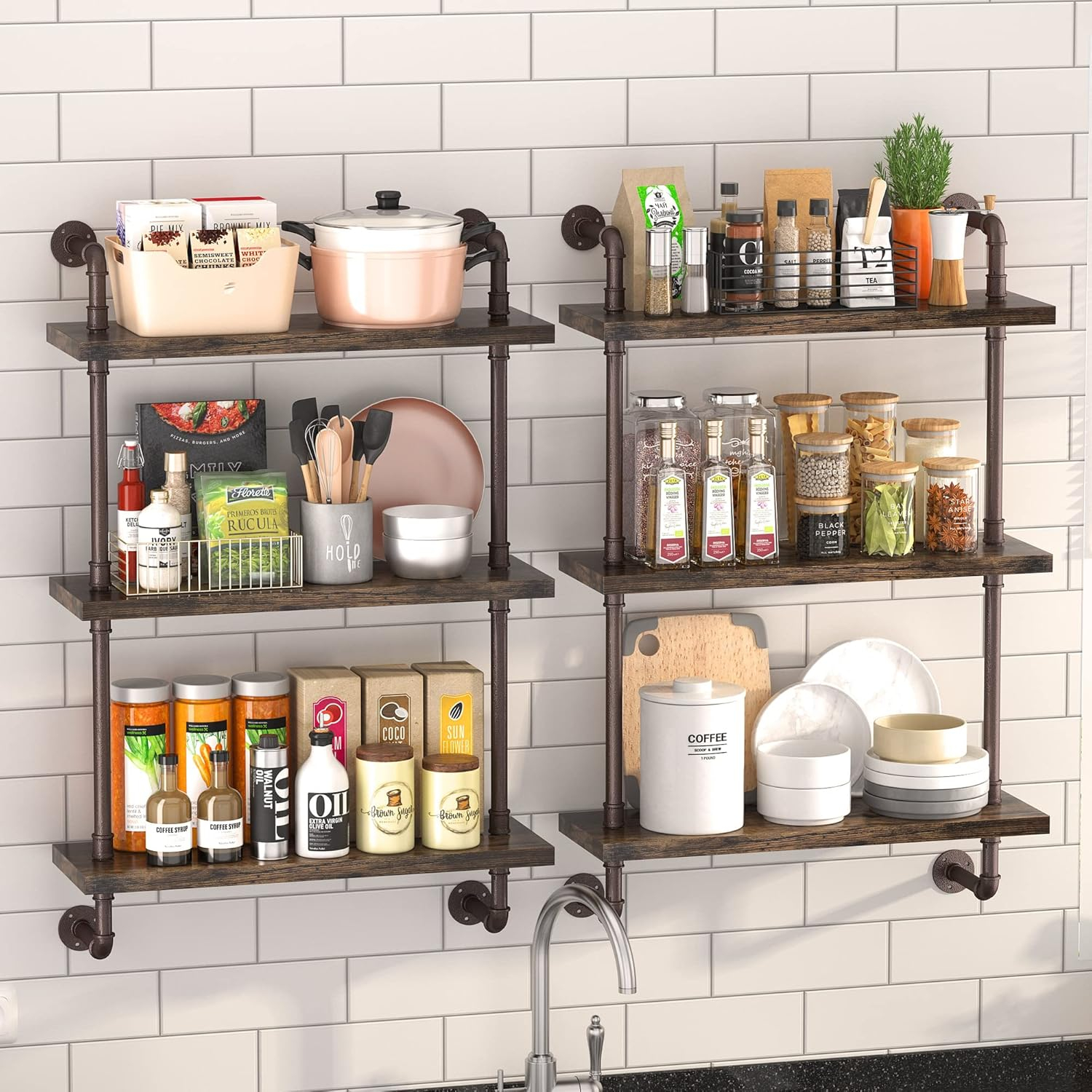 Buy Pusdon Industrial Pipe Shelving Wall Mounted 24 Inch, 3 Tier ... regarding