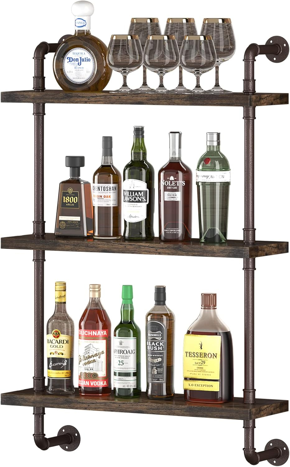 Buy Pusdon Industrial Pipe Shelving Wall Mounted 24 Inch, 3 Tier ... with regard to