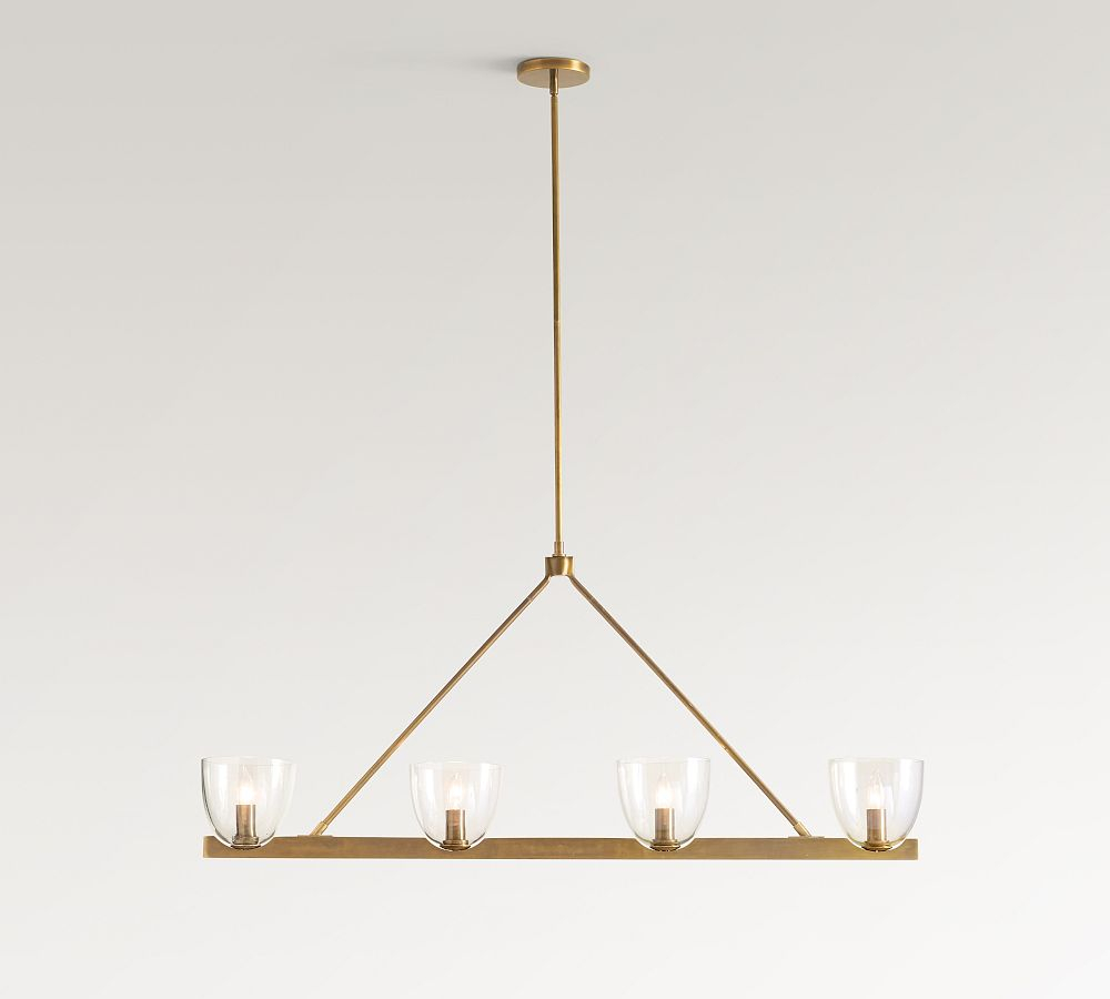 Chamberlin Metal Linear Chandelier (48") | Pottery Barn in Understanding the Devone Linear Chandelier Bronze and Brass