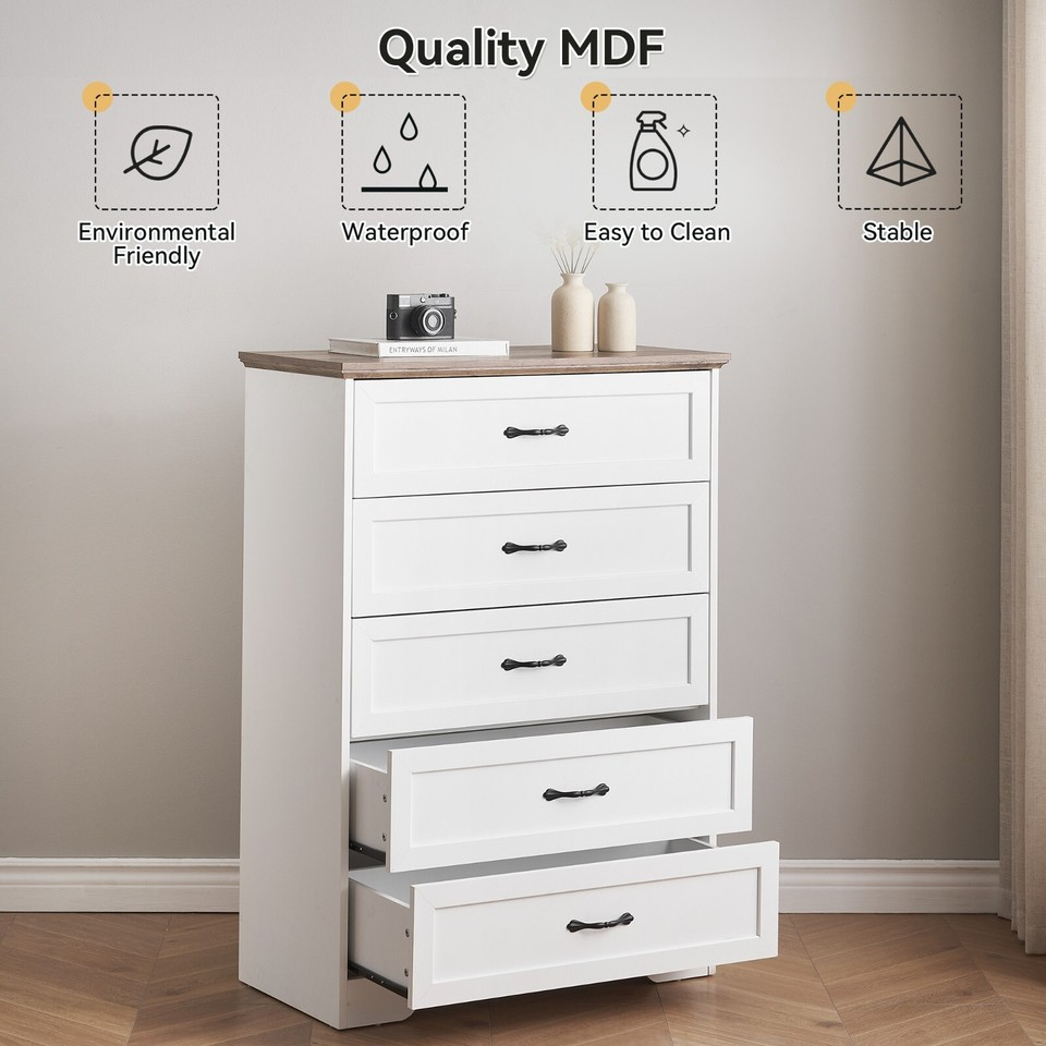 Chest Of 5 Drawers Dresser For Bedroom Nightstand Storage Organizer ... pertaining to