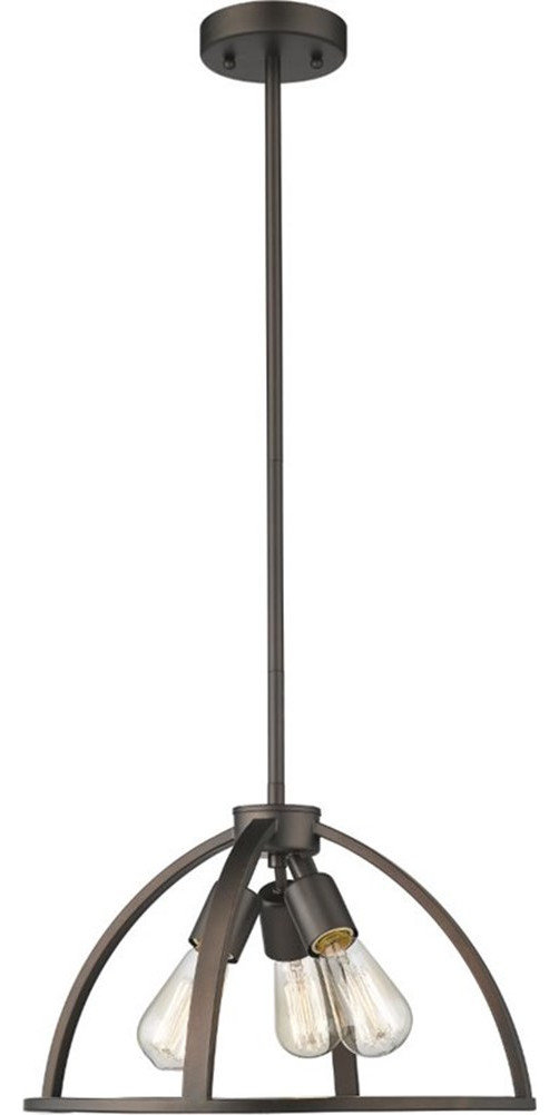 Chloe Ironclad Industrial 3 Light Rubbed Bronze Ceiling Pendant 16 ... for