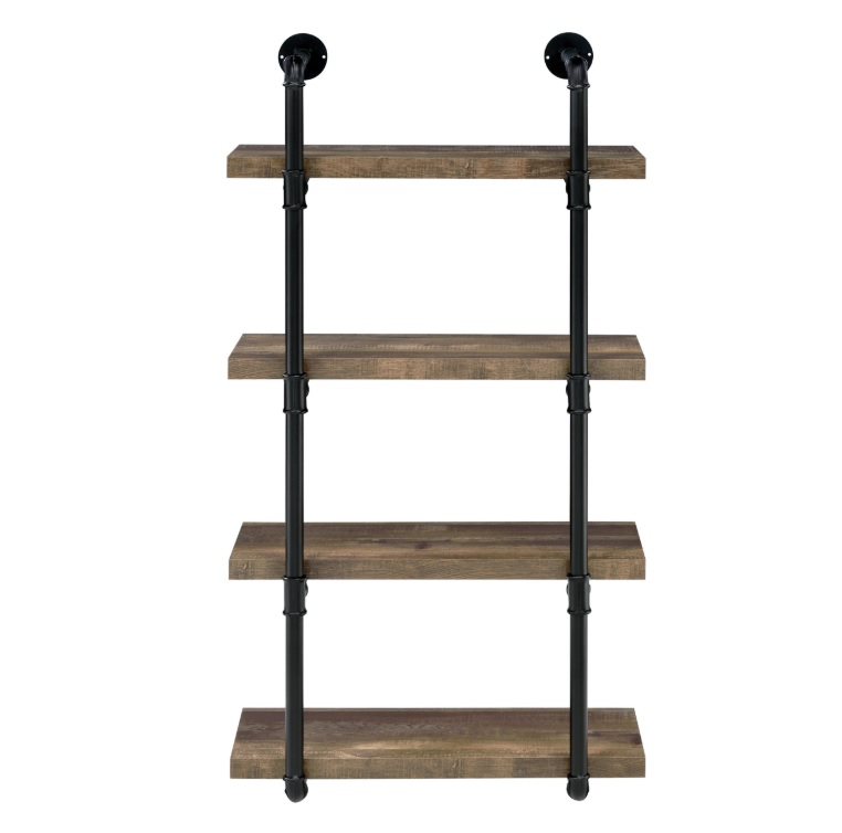Christine 24-Inch Black And Rustic Oak Wall Shelf - Las Vegas Furniture ... intended for Transform Your Space with a 24" Black and Rustic Oak Wall Shelf