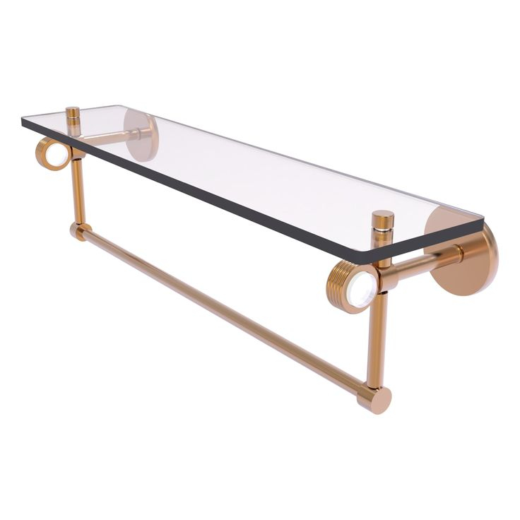 Clearview Collection Glass Shelf With Towel Bar With Grooved Accents ... within Expert Tips for Installing and Styling Your New Glass Shelf with Towel Bar