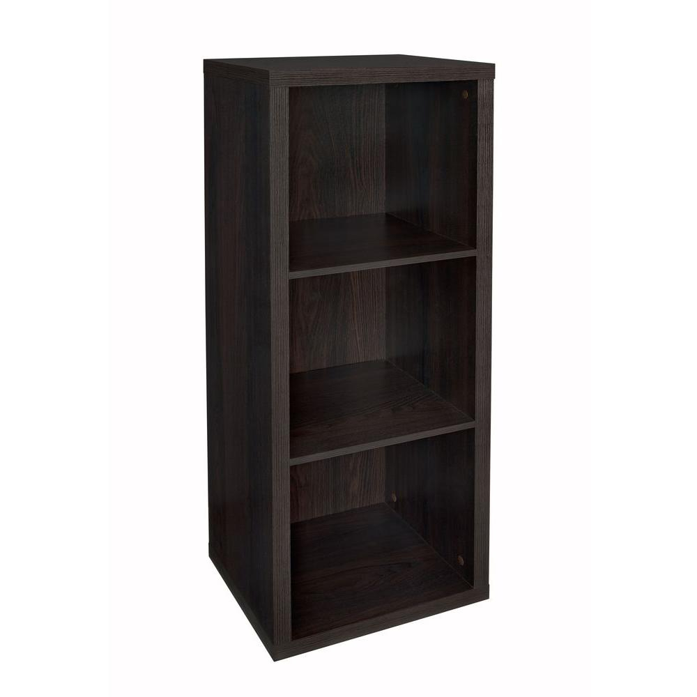 Closetmaid 16 In. W X 44 In. H Decorative Black Walnut 3-Cube Organizer ... throughout