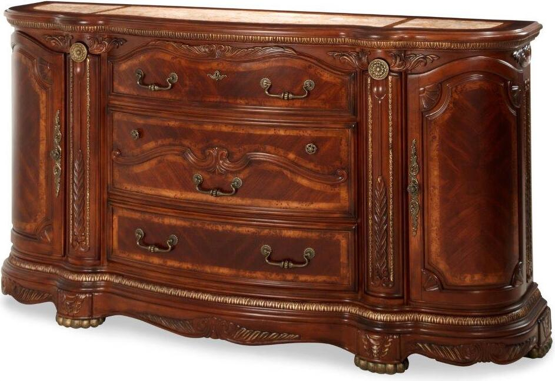Cortina Honey Walnut Dresser Nf65050-28 By Aico | 1Stopbedrooms intended for How the Cortina Honey Walnut Dresser and Mirror Set Elevates Your Bedroom Decor