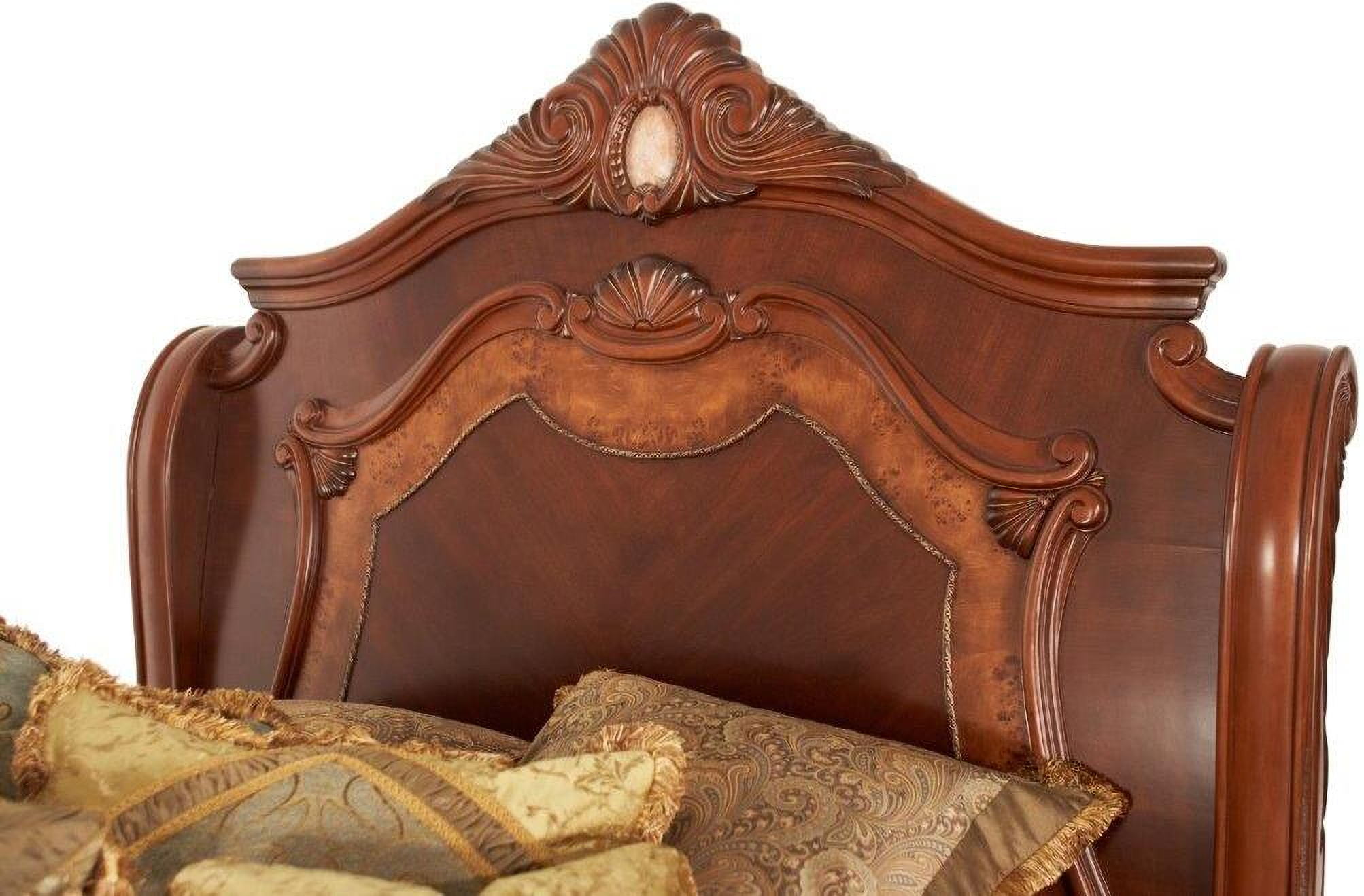 Cortina Honey Walnut Sleigh Bedroom Set By Aico | 1Stopbedrooms intended for