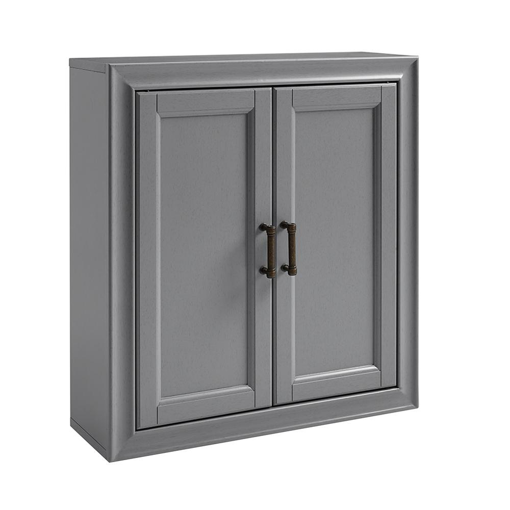 Crosley Tara 23.75 In. W X 8 In. D X 26 In. H Space Saver Wall Cabinet ... for Creating Cozy Nooks The Tara Wood Spacesaver in Vintage Gray/Black