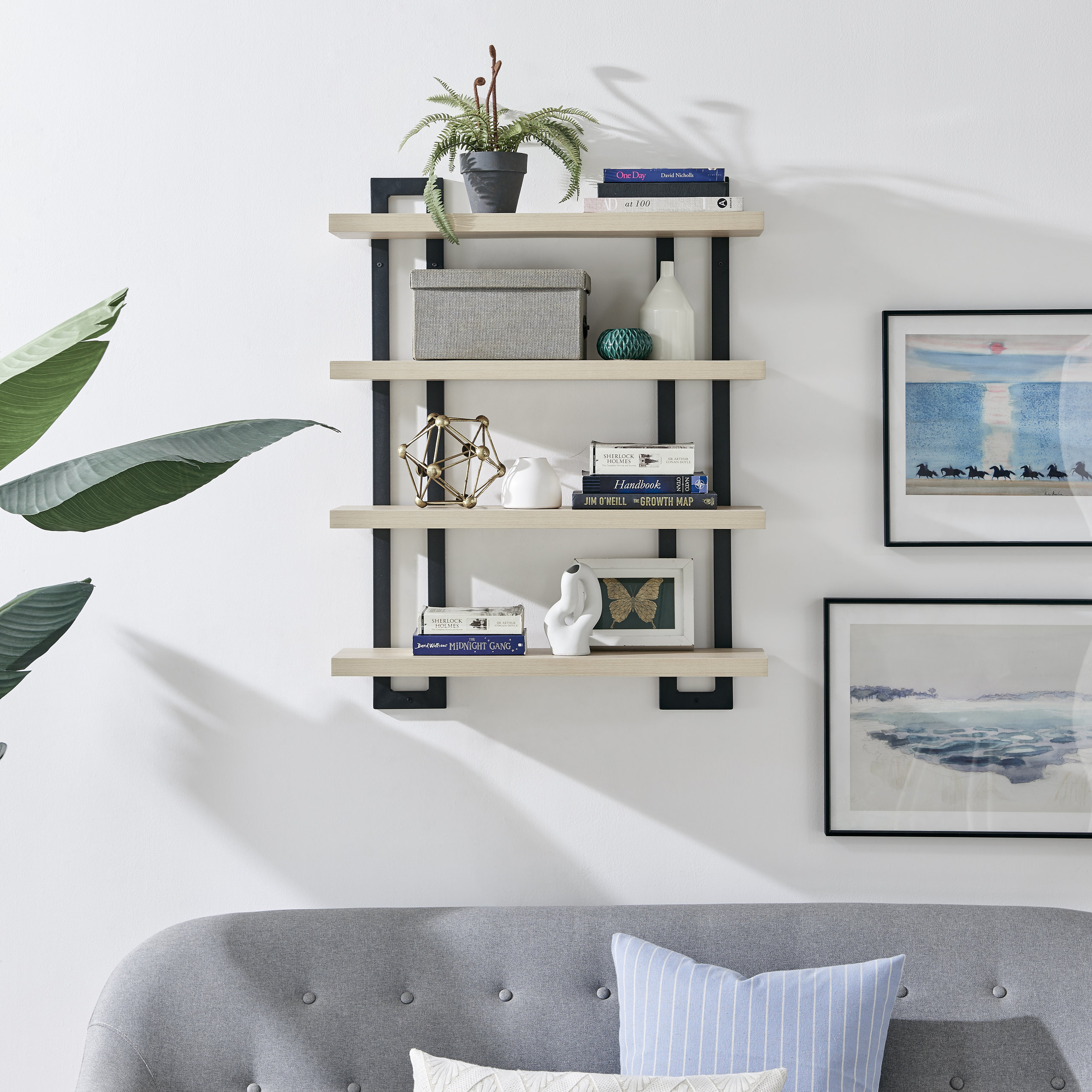 Danya B. 4-Tier Floating Bracket Wall Shelf Metal And Mdf Finish ... within