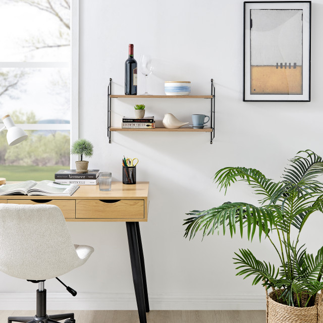Danya B. Severini Floating Bracket Farmhouse Two-Tier Wall Shelf ... for Elevate Your Space How to Style the Danya B. 2-Tier Industrial Shelf