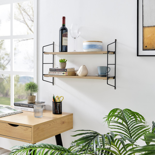 Danya B. Severini Floating Bracket Farmhouse Two-Tier Wall Shelf ... with Elevate Your Space How to Style the Danya B. 2-Tier Industrial Shelf