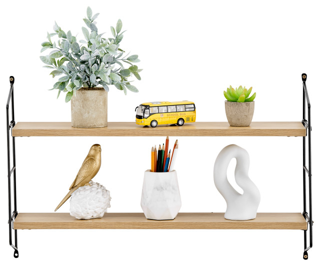 Danya B. Severini Floating Bracket Farmhouse Two-Tier Wall Shelf ... with regard to Elevate Your Space How to Style the Danya B. 2-Tier Industrial Shelf