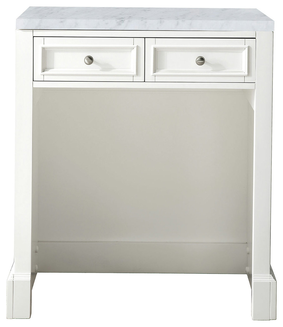 De Soto 30" Top Unit (Makeup Counter), Bright White W/ 3 Cm Carrara ... inside