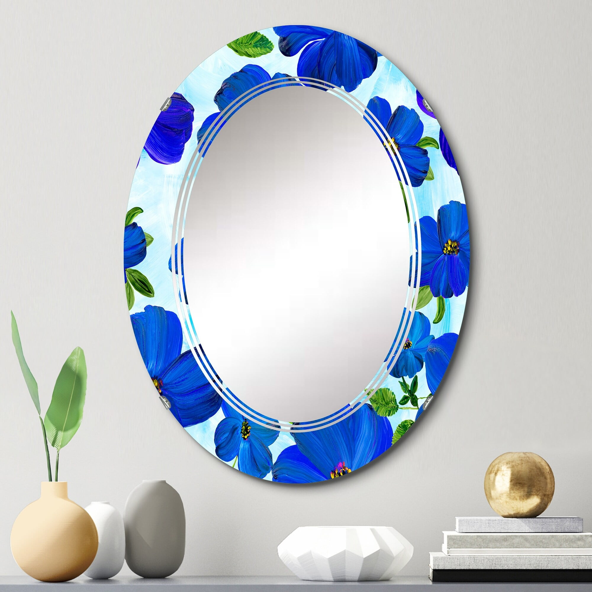 Design Art Designart 'Abstract Blue Flowers On Light Blue' Printed ... in Understanding the Artistic Appeal of the Designart Abstract Blue Flowers Mirror.