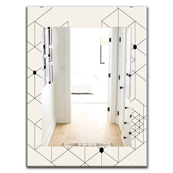 Designart 35.4-In X 23.6-In Triangular Spacy Spheres 1 Mirror Wall ... within Adding a Touch of Retro Style The Designart Triangular Spacy Spheres Mirror Explained