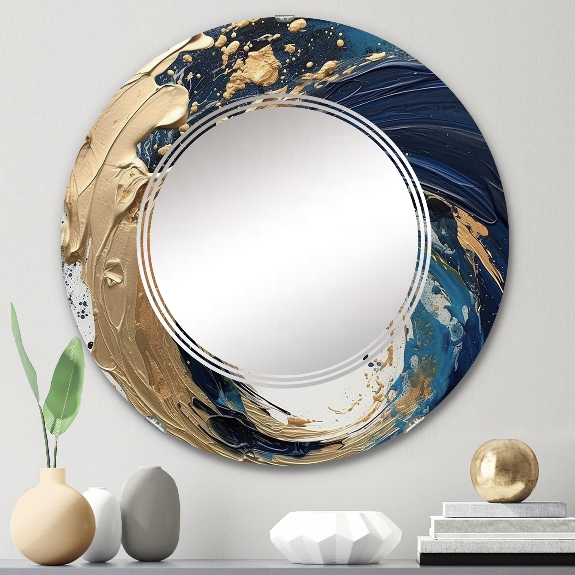 Designart "Blue And White Marble Dreams" Abstract Modern Wall Mirror ... intended for Understanding the Artistic Appeal of the Designart Abstract Blue Flowers Mirror.