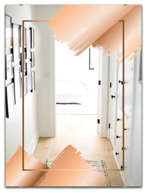 Designart Copper Minimal 3 Glam Modern Bathroom Mirror, 24X32 ... intended for