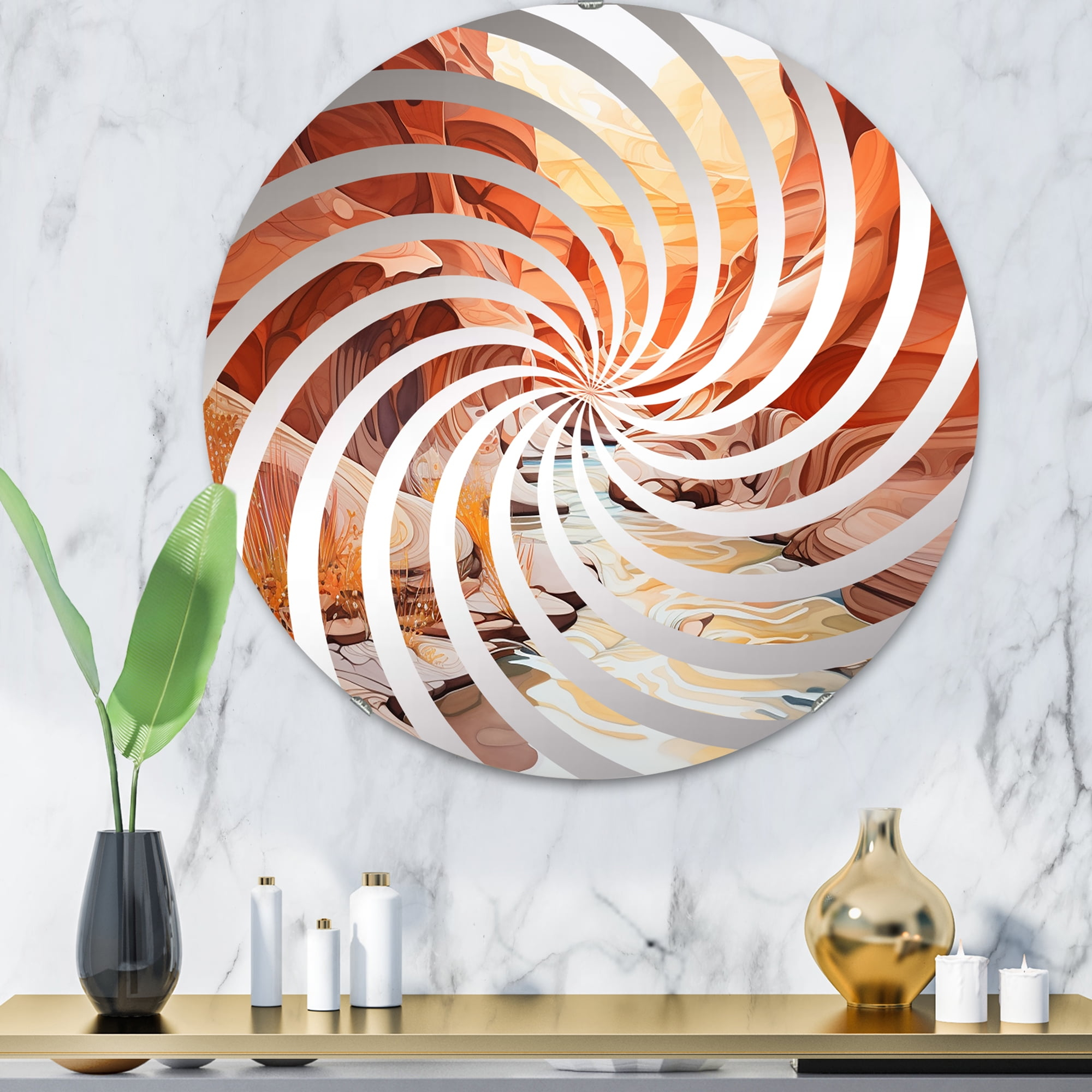 Designart "Liquid Art Depicting Antelope Canyon V" Canyon Vortex Round ... for Achieving a Clean Aesthetic with the 24x32 Designart Canyon Mirror