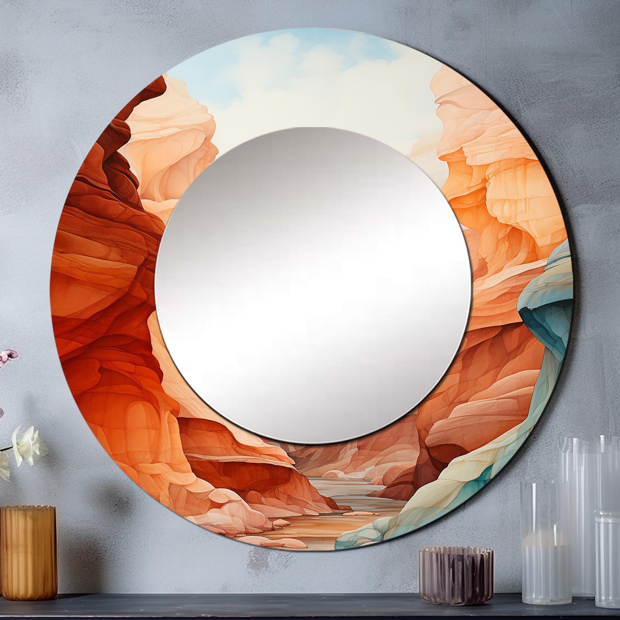 Designart "Minimalist Scenery Of The Canyon Desert" Canyon Peach Large ... pertaining to