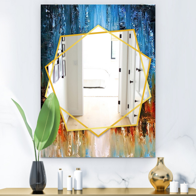 Designart Moon Modern Frameless Contemporary Wall Mirror, 24X32 ... inside