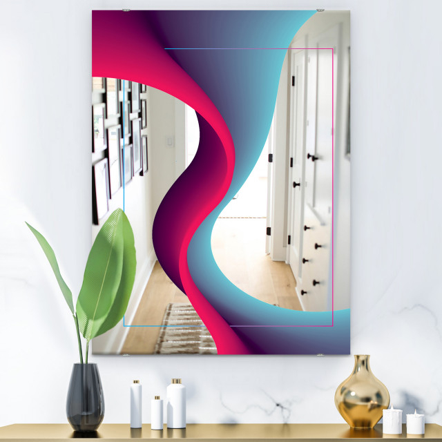 Designart Nebulous Waves 4 Midcentury Large Wall Mirror, 24X32 ... inside