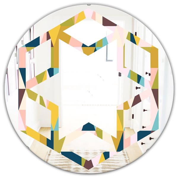Designart Retro Triangular Design I 24-In Modern Mirror Mir24277-C5-C24 ... within
