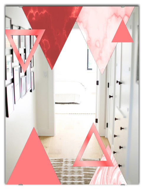 Designart Triangular Spacy Spheres 12 Modern Wall Mirror, 28X48 ... pertaining to Adding a Touch of Retro Style The Designart Triangular Spacy Spheres Mirror Explained