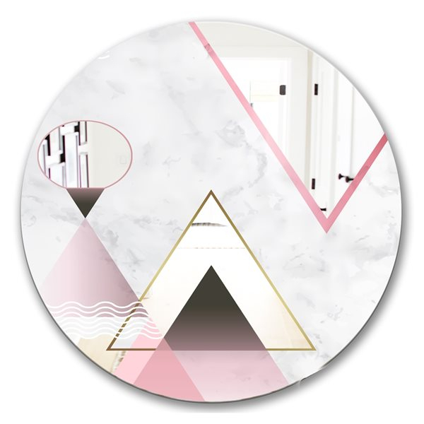 Designart Triangular Spacy Spheres 4 Round 24-In L X 24-In W Polished ... within Adding a Touch of Retro Style The Designart Triangular Spacy Spheres Mirror Explained