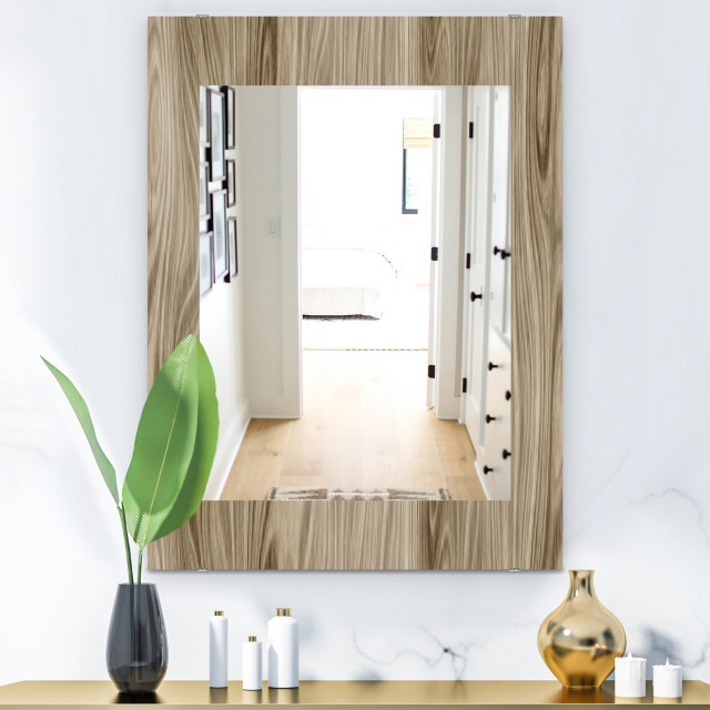 Designart Wood Iii Midcentury Frameless Wall Mirror, 24X32 ... with Achieving a Clean Aesthetic with the 24x32 Designart Canyon Mirror