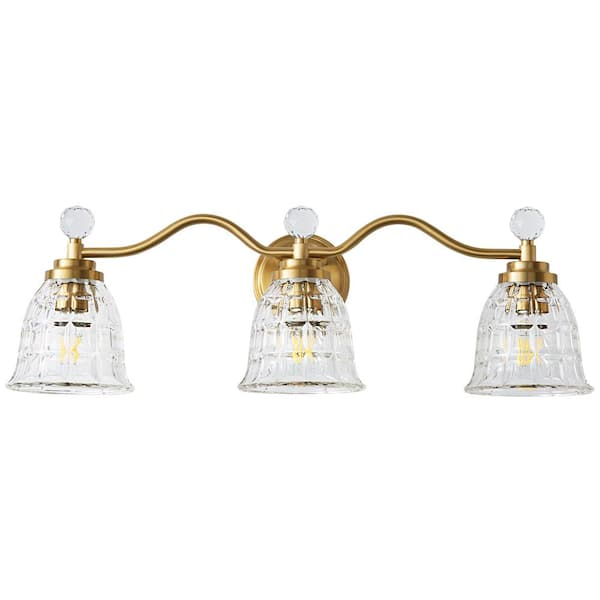 Deyidn 26.77 In. 3-Light Gold Vanity Light Modern Gold Bathroom Vanity ... regarding Achieving a Chic Bathroom Annalise 3 Light Vanity Light in Modern Gold